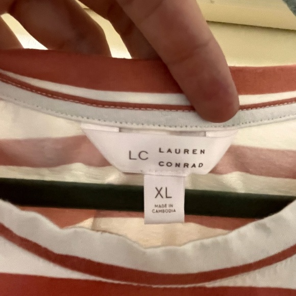 LC Lauren Conrad Striped Terra Cotta and White Short Sleeve Tee size XL - Picture 2 of 6